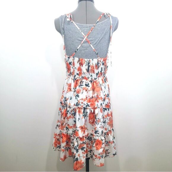 C+D+M Orange Floral Print Tiered Ruffle Halter Dress - Picture 3 of 13